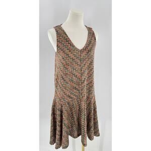 Maeve Anthropologie Westwater Brown Copper Chevron Knit Drop Waist Dress XS